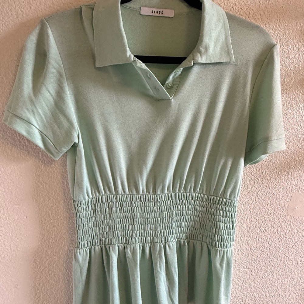 Ro & De Mint Green Smocked Blouse